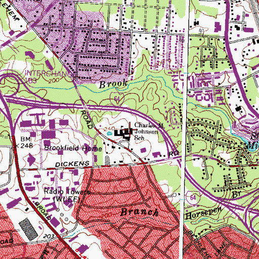 Topographic Map of Charles M Johnson Elementary School, VA