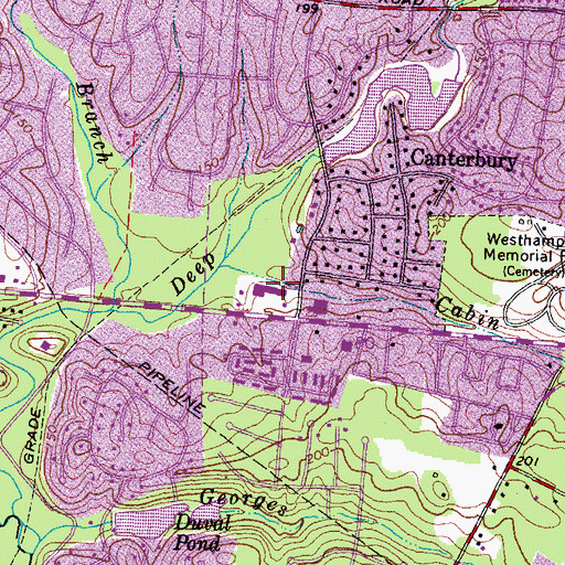Topographic Map of Canterbury Shopping Center, VA