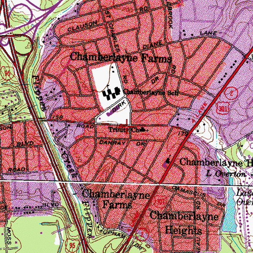 Topographic Map of Chamberlayne Baptist Preschool, VA