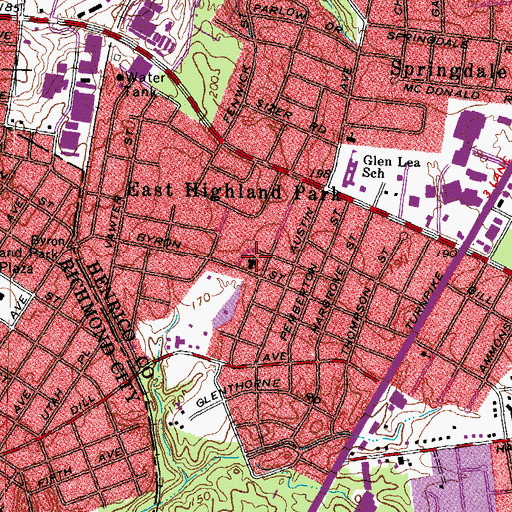 Topographic Map of East Highland Park Baptist Church, VA
