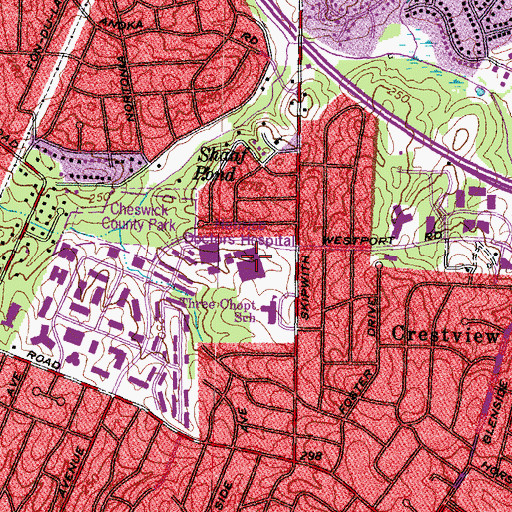 Topographic Map of Henrico Doctors Hospital Forest Campus, VA
