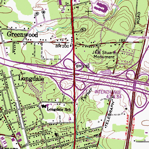 Topographic Map of Interchange 43, VA