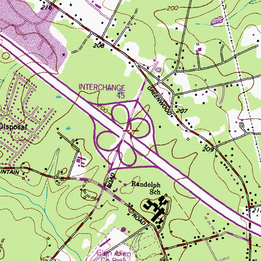 Topographic Map of Interchange 45, VA