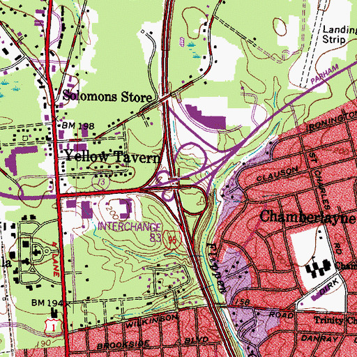 Topographic Map of Interchange 83, VA