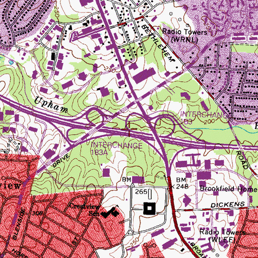 Topographic Map of Interchange 183, VA