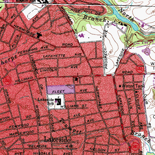 Topographic Map of Lakeside United Methodist Church, VA