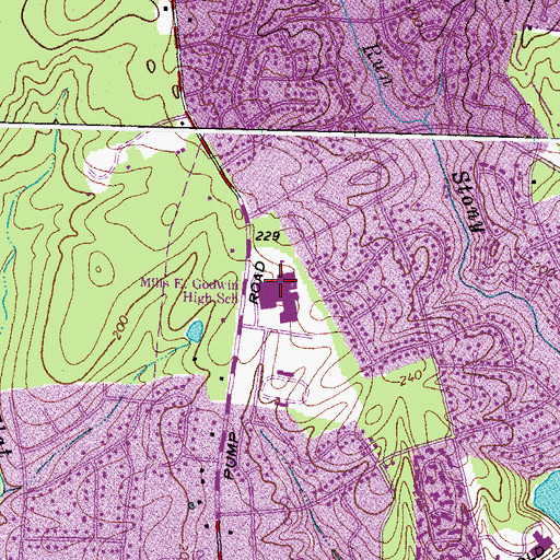 Topographic Map of Mills E Godwin High School, VA