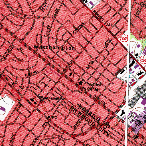 Topographic Map of Monument Heights Baptist Church, VA