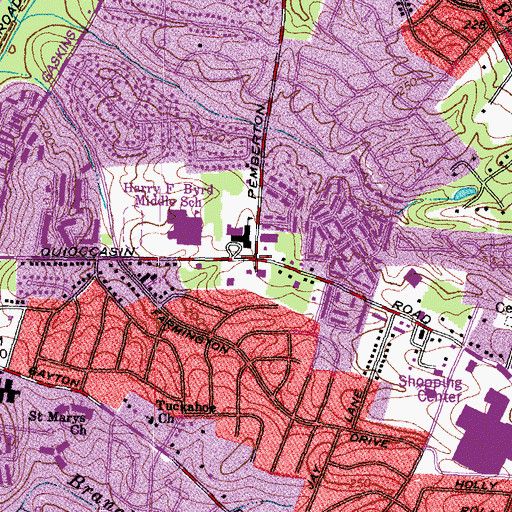 Topographic Map of Quioccasin, VA
