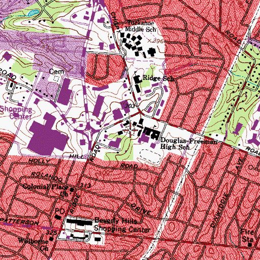 Topographic Map of Ridge Baptist Cemetery, VA