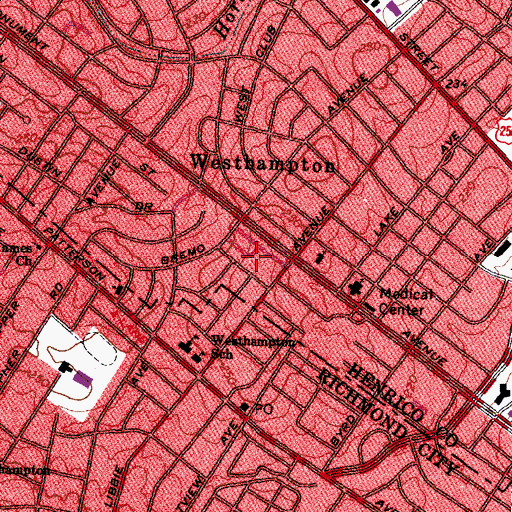 Topographic Map of Saint Mary's Hospital, VA