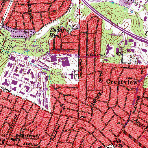 Topographic Map of Three Chopt Elementary School, VA