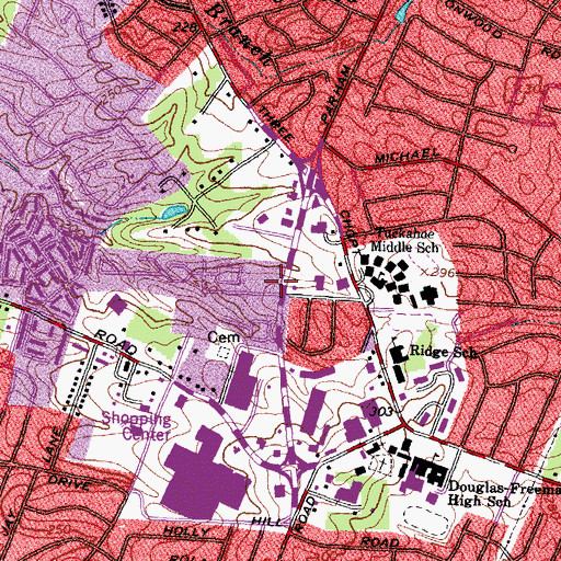 Topographic Map of Tuckahoe Branch Henrico County Public Library, VA