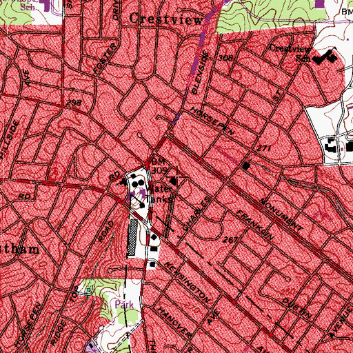 Topographic Map of Tuckahoe Presbyterian Church, VA