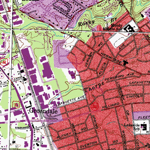 Topographic Map of Elizabeth Holladay Elementary School, VA
