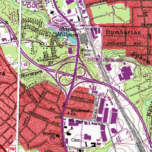 Topographic Map of Interchange 185, VA