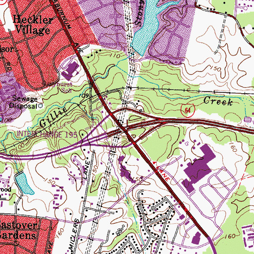 Topographic Map of Interchange 195, VA
