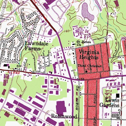 Topographic Map of Laburnum Square Shopping Center, VA