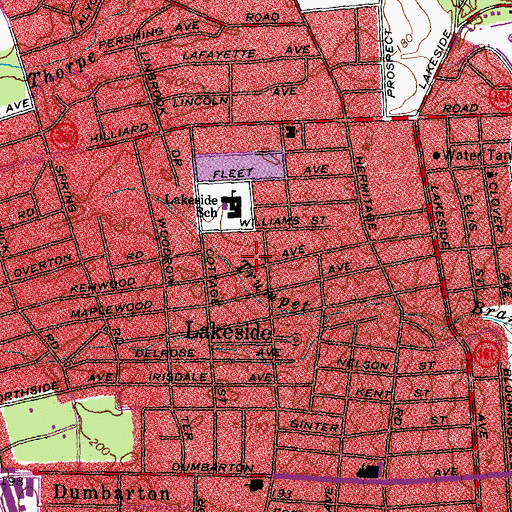 Topographic Map of Lakeside Branch Richmond Post Office, VA