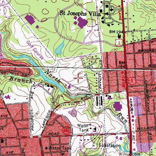 Topographic Map of Lakeside Country Club, VA