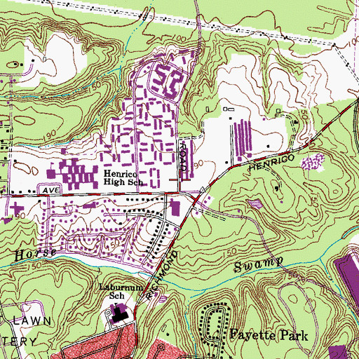 Topographic Map of Meadowood Square Shopping Center, VA