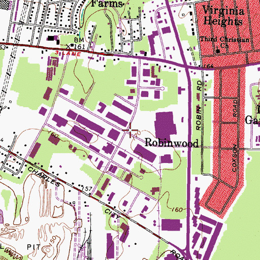Topographic Map of Richmond Industrial Park, VA