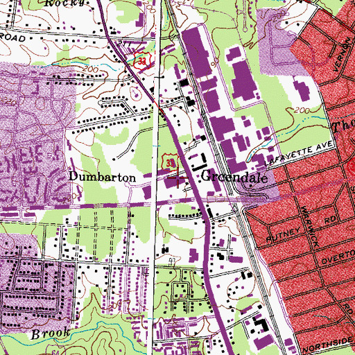 Topographic Map of Staples Mill Shopping Center, VA