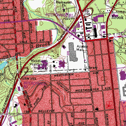 Topographic Map of Westminster Hospital, VA