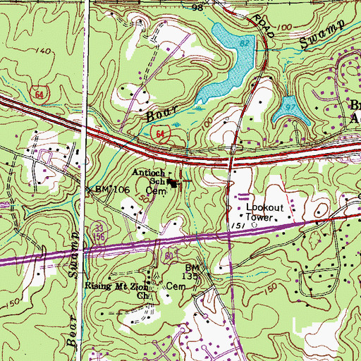 Topographic Map of Antioch Baptist Church, VA