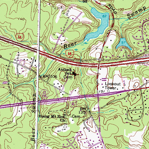 Topographic Map of Antioch Cemetery, VA