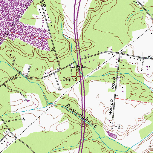 Topographic Map of Bethel Cemetery, VA