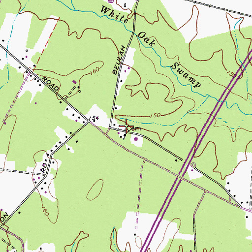 Topographic Map of Beulah Cemetery, VA