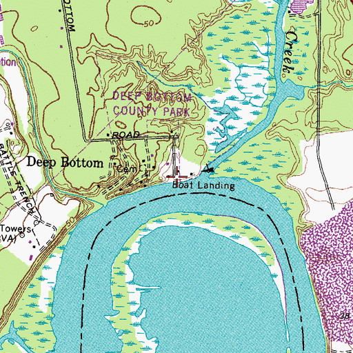 Topographic Map of Deep Bottom Landing, VA