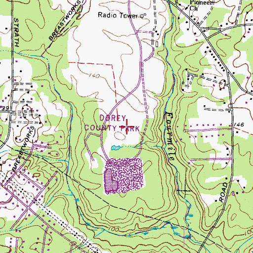 Topographic Map of Dorey Park, VA