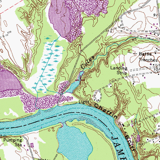 Topographic Map of Eaves Lake, VA