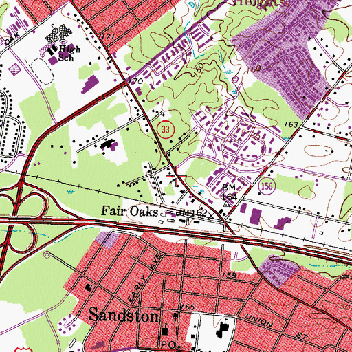 Topographic Map of Fair Oak Baptist Church, VA