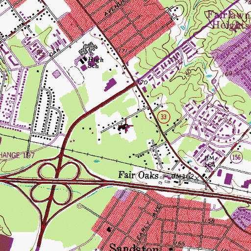 Topographic Map of Fair Oaks Elementary School, VA