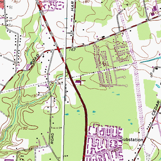 Topographic Map of Fairfield Branch Henrico County Public Library, VA