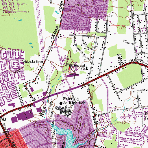 Topographic Map of Fairfield Shoppers World Shopping Center, VA