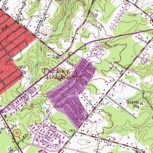 Topographic Map of Fairlawn Heights, VA