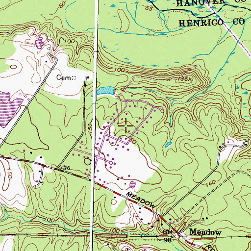 Topographic Map of Green Meadows, VA