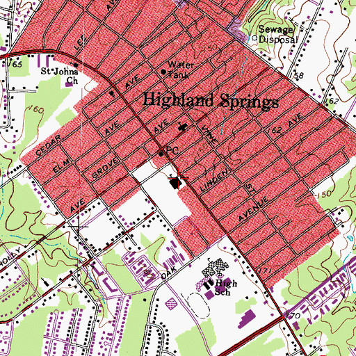 Topographic Map of Henrico County School Administration Building, VA