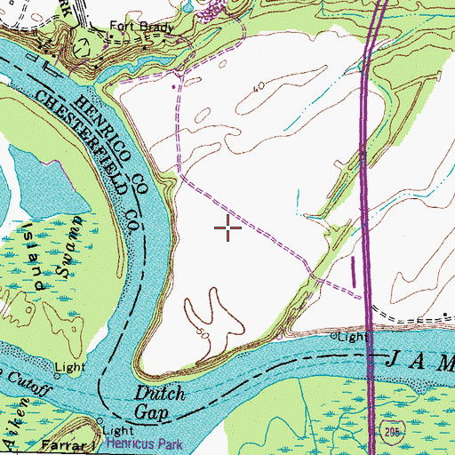 Topographic Map of Henricopolis (historical), VA