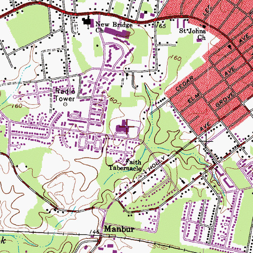 Topographic Map of Highland Springs Elementary School, VA