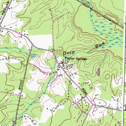 Topographic Map of Poplar Springs Cemetery, VA