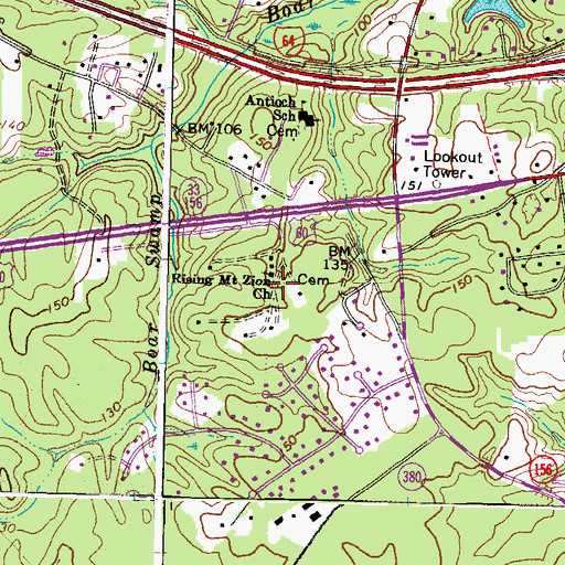 Topographic Map of Rising Mount Zion Baptist Church Cemetery, VA