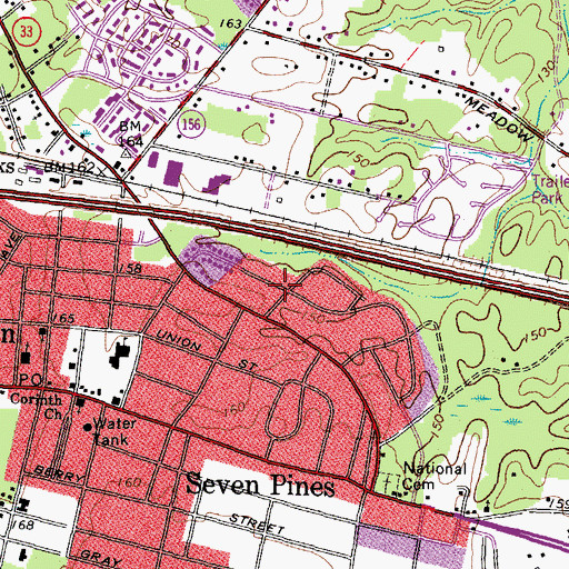 Topographic Map of Sandston Highland, VA