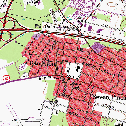 Topographic Map of Sandston Presbyterian Church, VA
