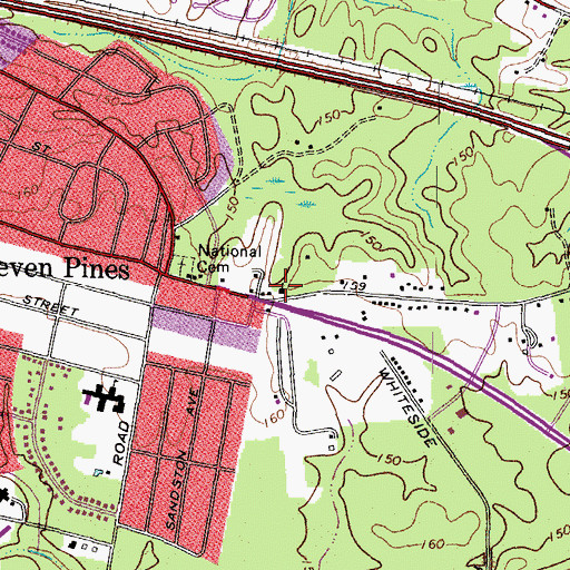 Topographic Map of Seven Pines Baptist Church, VA