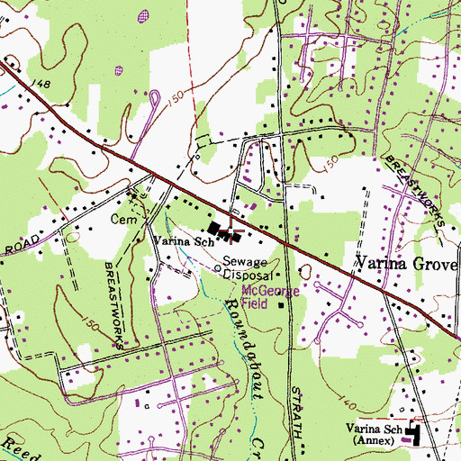 Topographic Map of Varina Baptist Church, VA